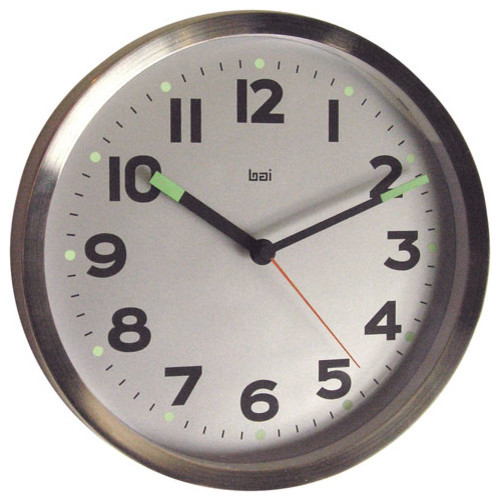 Silver 10Inch Brushed Stainless Steel Wall Clock Modern Clocks