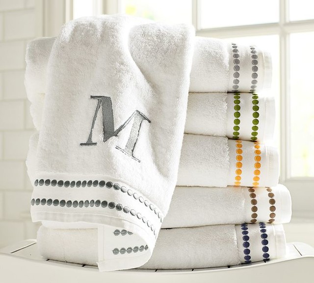 Pearl Embroidered Bath Towel Transitional Bath Towels sacramento
