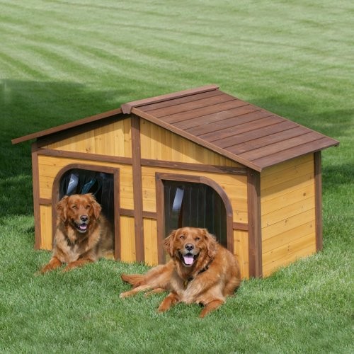 Merry Products Darker Stain Duplex Dog House dog kennel