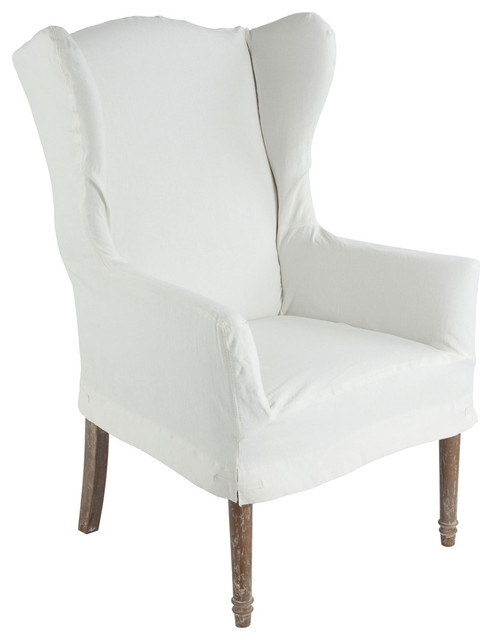 Eli French Country Wing Back Dining Arm Chair Slip Cover - Farmhouse - Dining Chairs - other 