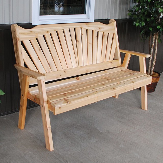 A & L Furniture Western Red Cedar Fanback Garden Bench 481C