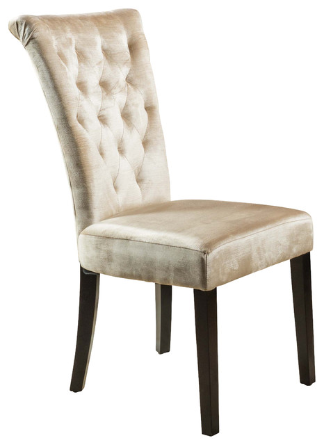 Paulina Dining Chairs (Set of 2), Champagne Velvet - Transitional