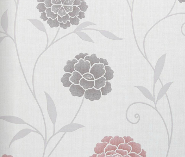 Modern Floral Print Wallpaper, Red - Contemporary - Wallpaper - by Bijou Coverings