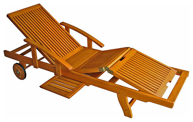 Royal Tahiti Yellow Balau Wood Large Chaise Lounge - contemporary ...