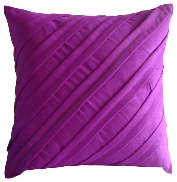 Contemporary Fandango Pink Suede Throw Pillow Cover, 24x24 contemporary-bed-pillows
