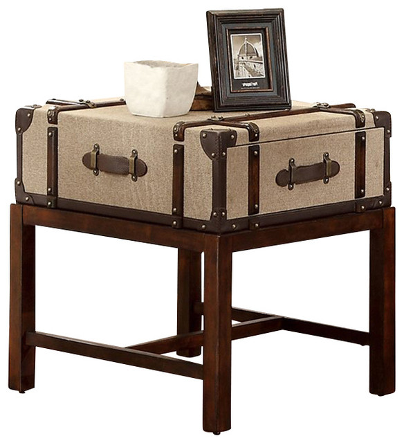 Riverside Furniture Bon Voyage Suitcase End Table in Aged Cognac Wood