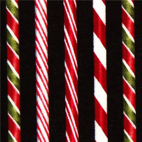 black Robert Kaufman Christmas fabric candy cane Fabric by ModeS