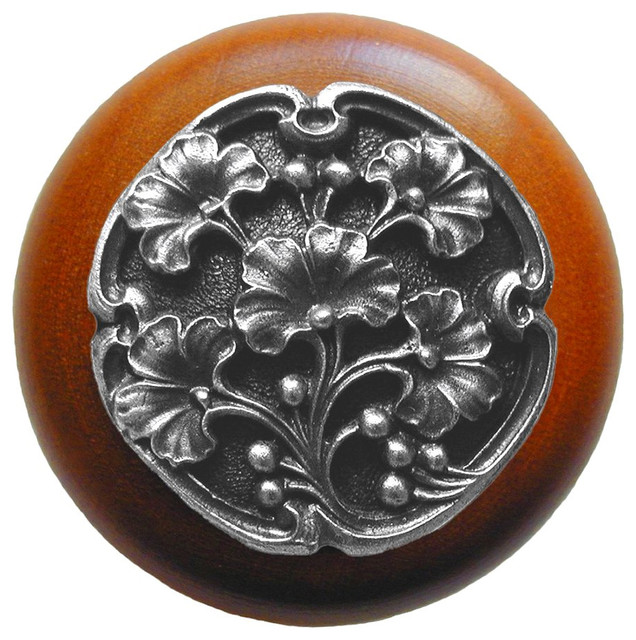 Notting Hill Ginkgo Berry/Cherry Wood Knob Antique Pewter Modern
