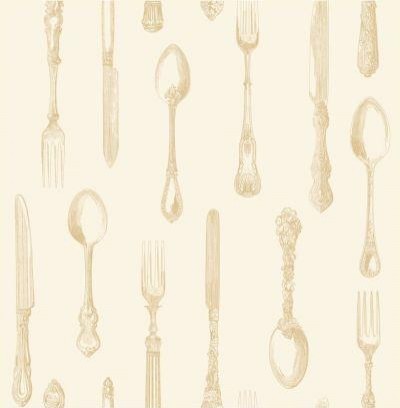 Knife, Fork, Spoon - Wallpaper - by Wallpaperdirect