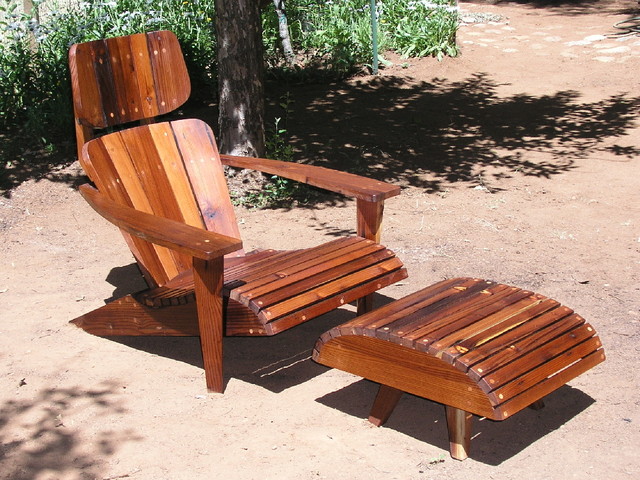 Adirondack Chair Lounger and Ottoman made from Reclaimed Mixed Harvest 