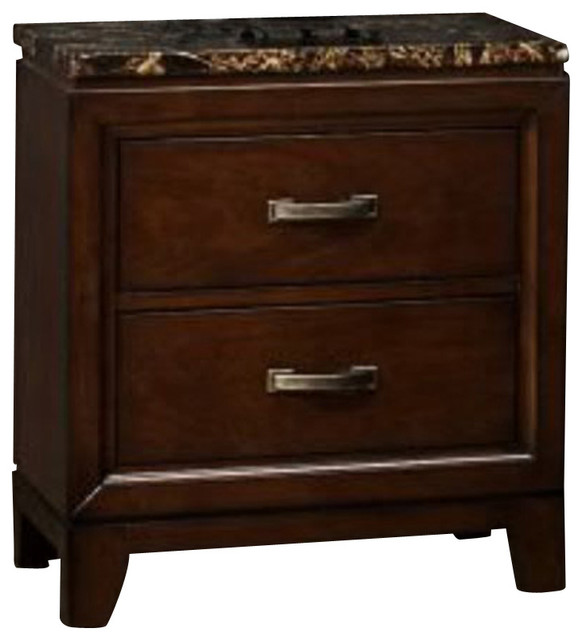 Homelegance Bleeker 2Drawer Nightstand with Faux Marble Top