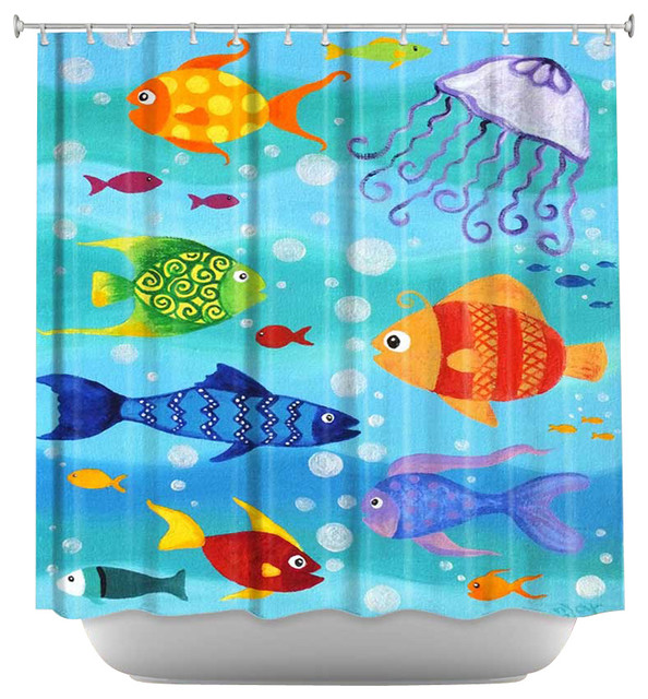 French Door Curtain Panels Fabric Fish Shower Curtain