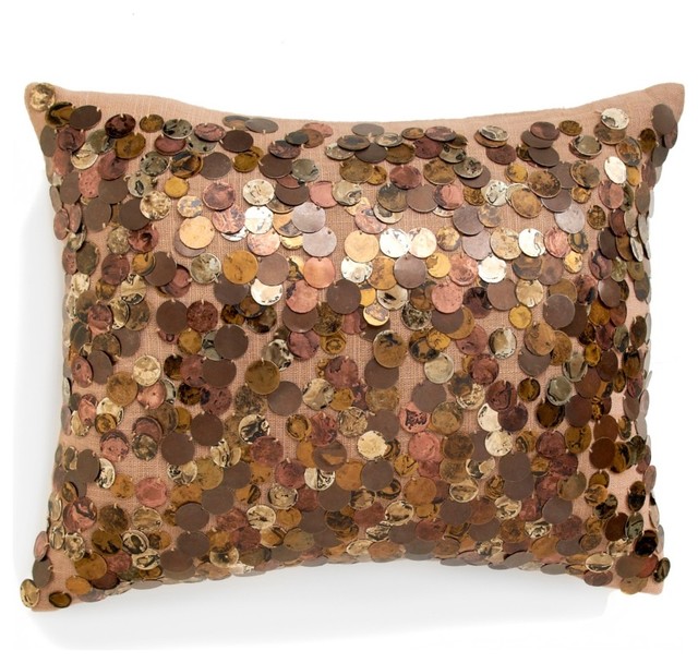 METALLIC MIX SEQUIN PILLOW Contemporary Decorative Pillows by