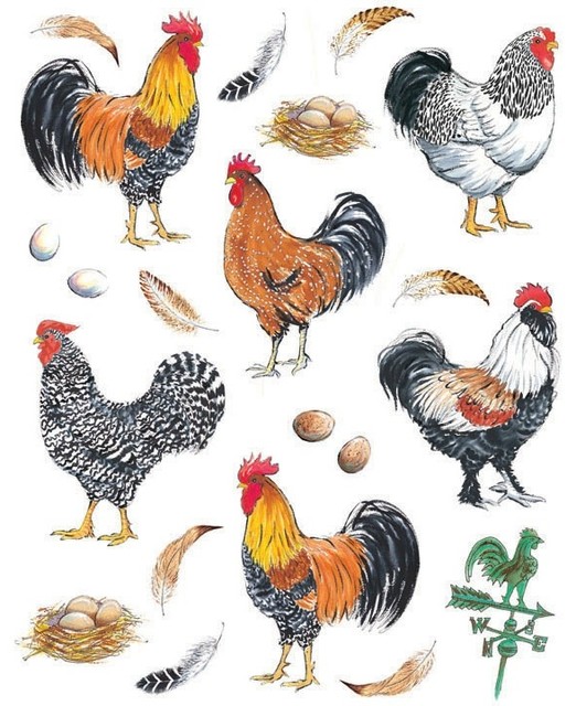 Pretty Boy Roosters 2Sheet IdeaStix Accents Peel and Stick Farmhouse