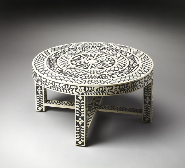 Amanda Black Bone Inlay Cocktail Table - Eclectic - Coffee Tables - by