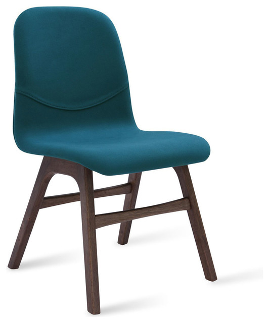 Ava Teal Fabric Walnut Dining Chair Modern Dining Chairs by