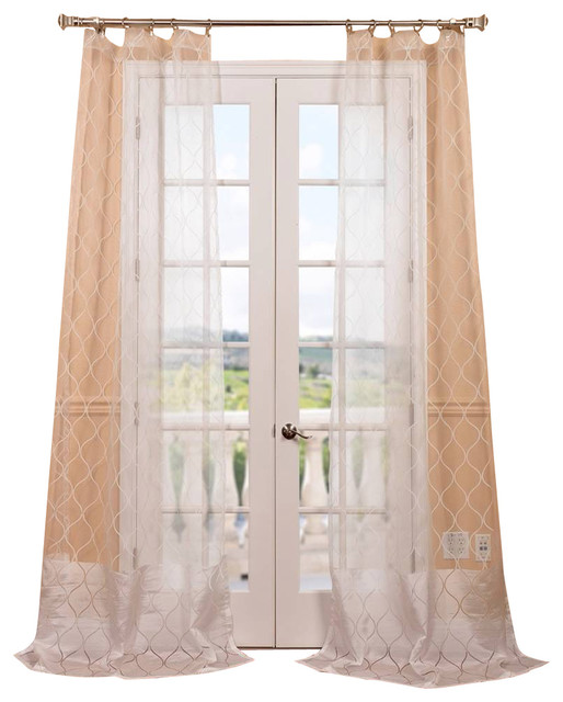 Palazzo White Banded Sheer Curtain contemporary-curtains