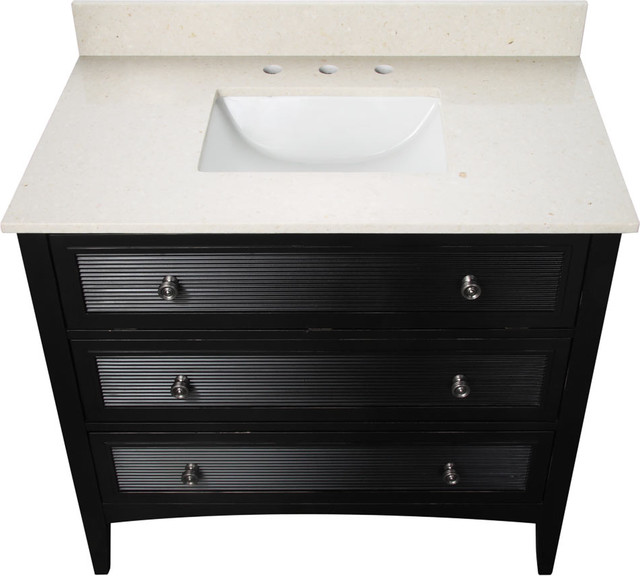 Bernay antique black bath vanity top view Foremost