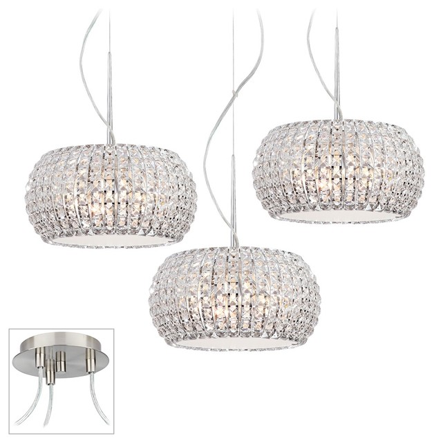 Contour Crystal Brushed Nickel Triple Swag Chandelier Contemporary