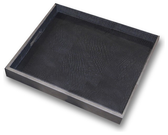 Iris Grey Leather Serving Tray Serving Trays chicago by Belle and