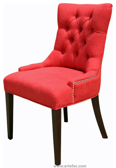  in Neutral Linen with Silver Nail Head, Red traditional-dining-chairs