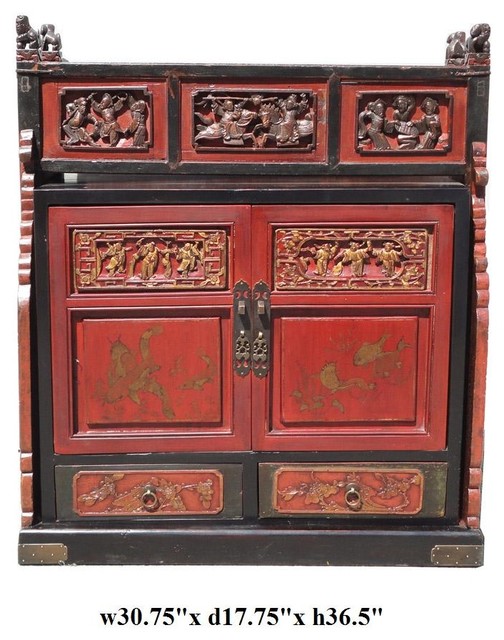 Chinese Vintage Fujian Wedding Chest Side Table