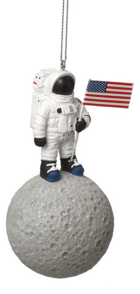 Astronaut on Moon Christmas Tree Ornament - NASA Space Holiday Gift Decoration - Traditional