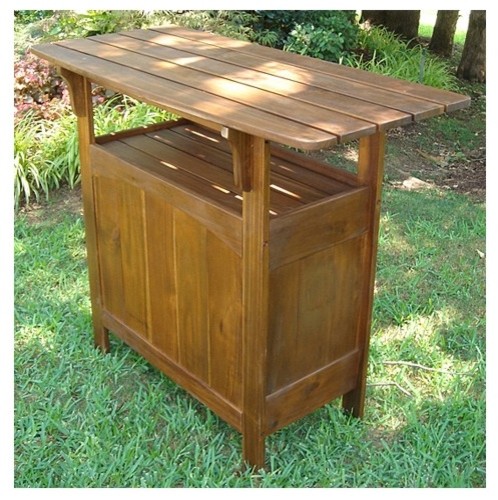 Acacia Patio Wood Bar Table - Modern - Outdoor Dining Tables - by 