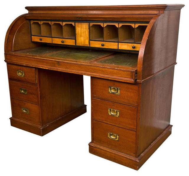 19th c. Campaign Style Roll Top Desk - Traditional - Desks And Hutches 