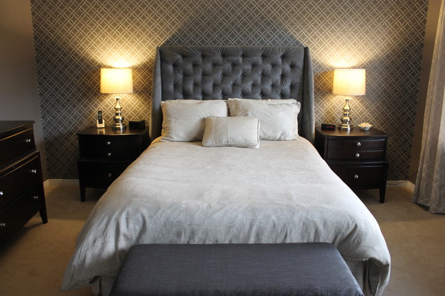 Grey Master Bedroom - Contemporary - Bedroom - ottawa - by KM Decor