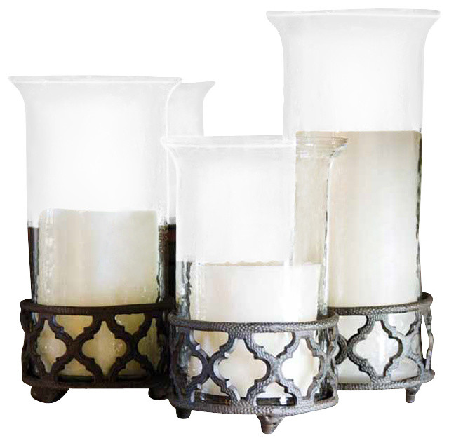 GG Collection OgeeG Cylinder Hurricane Candle Holders Traditional