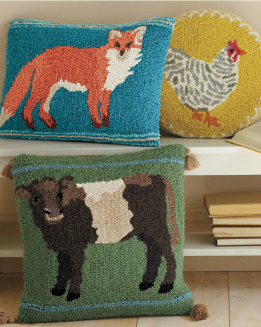 Animal Portrait Hooked Wool Pillow Cover, Fox - Contemporary - Decorative Pillows - by Garnet Hill