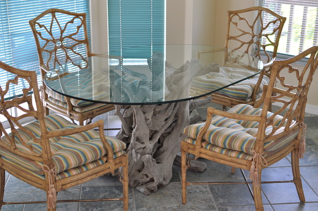 Driftwood & glass dining table - Tropical - Furniture - other metro