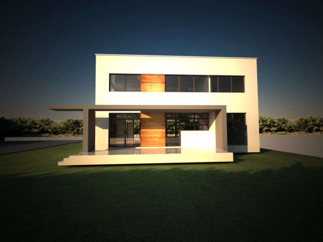 Proiect de casa moderna for Casa moderna render