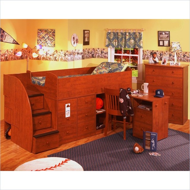 Berg Furniture Sierra Full Captain's Bed with Pullout Desk and Stairs