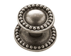 Aged Pewter Beaded Cabinet Knob with Backplane modern knobs