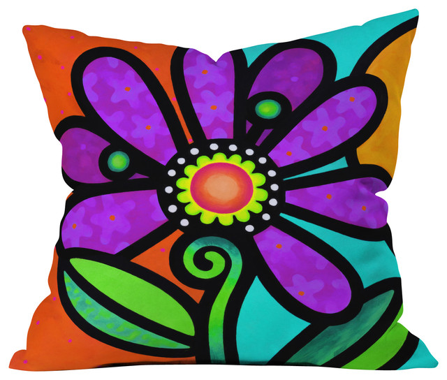 Steven Scott Cosmic Daisy In Purple Outdoor Throw Pillow Contemporary