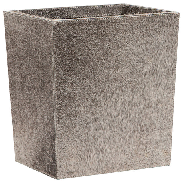 Pigeon & Poodle Umbra Gray Hide Wastebasket Modern Wastebaskets