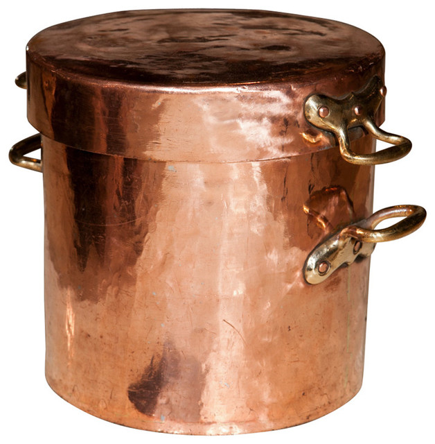 Large Copper Pot with Lid and Castellated Joints Traditional