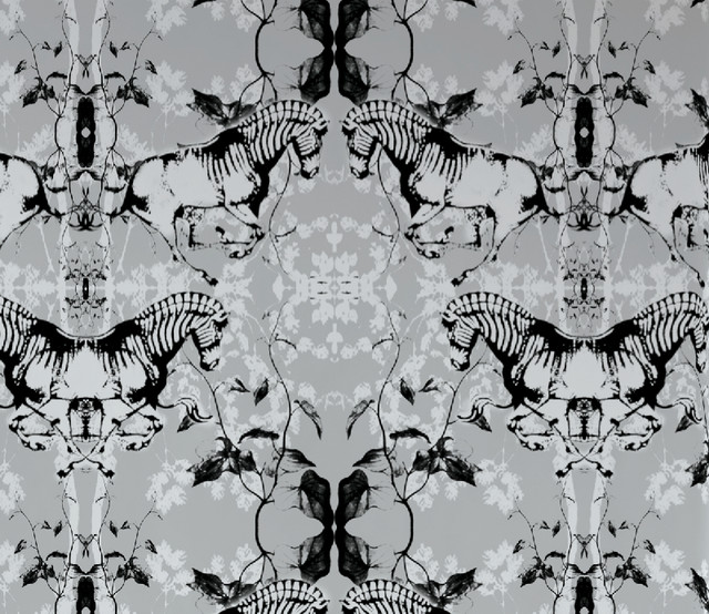 Zephyr Zebras Wallpaper Eclectic Wallpaper by Designer Wallcoverings And Fabrics