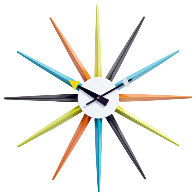 Sunburst Multi-color Wall Clock - Modern - Wall Clocks - By Dexter Sykes