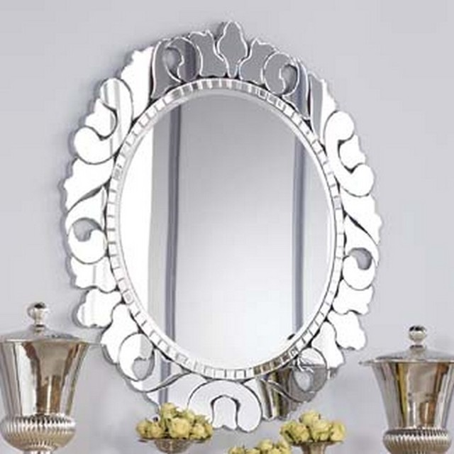 American Drew 908021 Jessica Mcclintock Couture Round Mirror Traditional Makeup