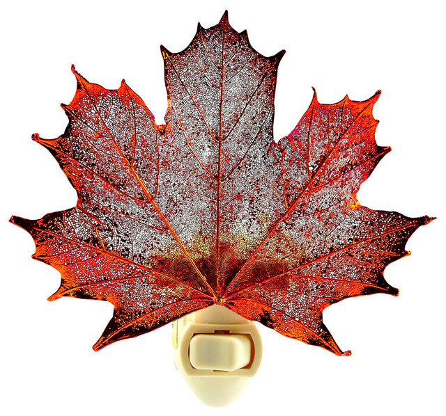 Real Sugar Maple Leaf Night Light in Iridescent Rustic Nightlights