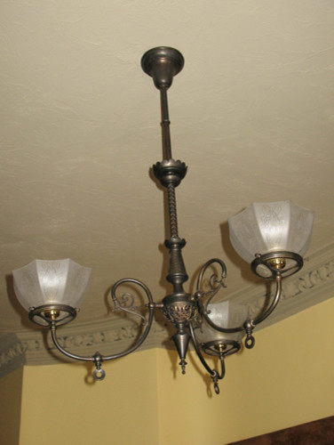 3-Light Aesthetic Gas Chandelier - Circa 1895 traditional-