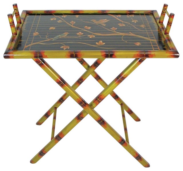 Asian Hand Painted Folding Tray Stand Asian Side Tables And End