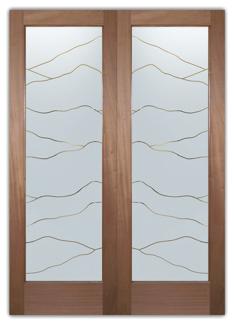 Interior Glass Doors - Obscure Frosted Glass Abstract Hills - Eclectic 