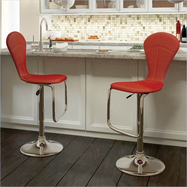 Sonax CorLiving Tapered Back Bar Stool in Red Leatherette (Set of 2