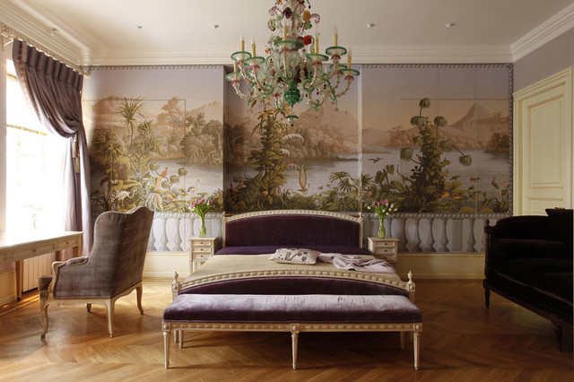 European Scenic Hand Painted Wallpaper traditional-bedroom