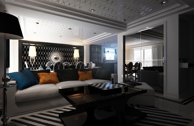 The Black and White House contemporary-living-room