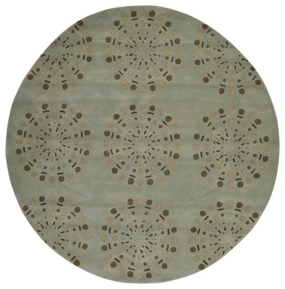 Bombay Bst428 Modern 8 Foot Round Wool Rug In Gray Brown And Tan